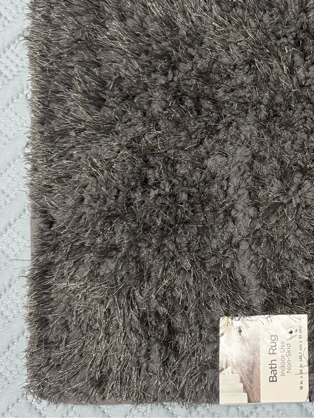 Nedia Home Shag Bath Rug Non-Skid Microfiber Dark Gray 18 x 24 NWT